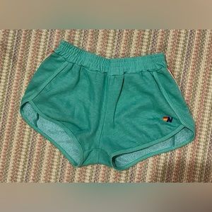 Aviator Nation 5 Stripe Jogger Shorts//Amazon Rainbow. Medium